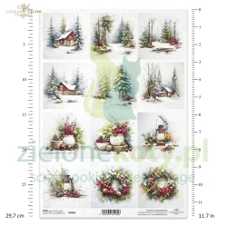 Papier ryżowy ITD Collection A4 zimowy las stroiki