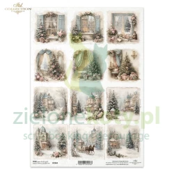 Papier ryżowy ITD Collection A4 Święta Shabby Chic