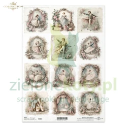 Papier ryżowy ITD Collection A4 Balet Shabby Chic