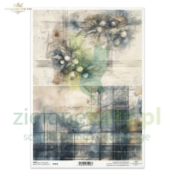 Papier ryżowy ITD Collection A4 tło kratka ostrokrzew
