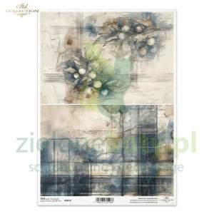 Papier ryżowy ITD Collection A4 tło kratka ostrokrzew