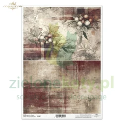Papier ryżowy ITD Collection A4 tło kratka ostrokrzew