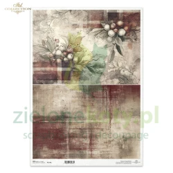 Papier ryżowy ITD Collection A3 tło kratka ostrokrzew