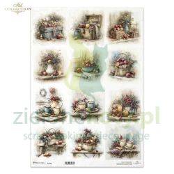 Papier ryżowy ITD Collection A3 koszyki, kubki, owoce