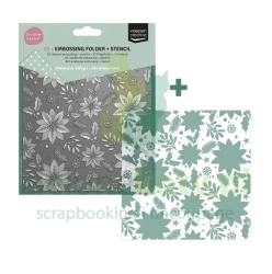Folder do embossingu + szablon Vaessen Creative 15x15 cm Christmas Rose poinsecja