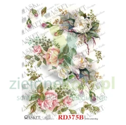 Papier ryżowy decoupage Asket A4 miękki kwiaty róże