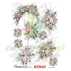 Papier ryżowy decoupage Asket A4 miękki kwiaty róże vintage