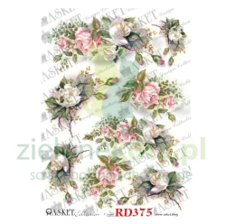 Papier ryżowy decoupage Asket A4 miękki kwiaty róże