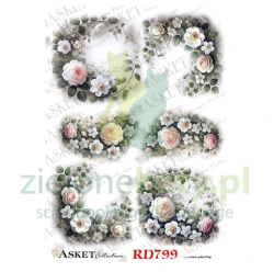 Papier ryżowy decoupage Asket A4 miękki kwiaty róże 