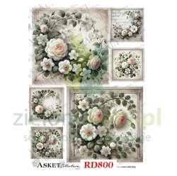 Papier ryżowy decoupage Asket A4 miękki kwiaty róże  obrazki