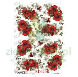 Papier ryżowy decoupage Asket A4 miękki kwiaty maki