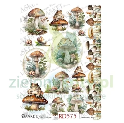 Papier ryżowy decoupage Asket A4 miękki grzyby z żabką
