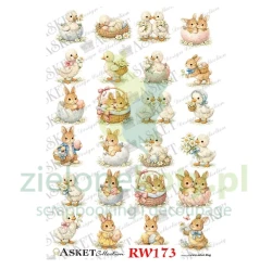 Papier ryżowy decoupage Asket A4 miękki Wielkanoc zajączki kaczki