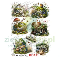 Papier ryżowy decoupage Asket A4 miękki leśne opowieści