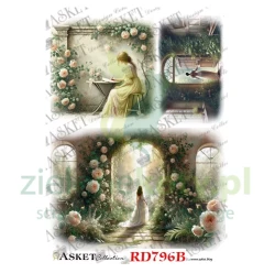 Papier ryżowy decoupage Asket A4 miękki kobieta ogród