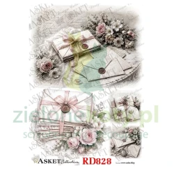 Papier ryżowy decoupage Asket A4 miękki listy koperty Shabby Chic