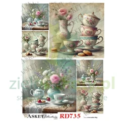 Papier ryżowy decoupage Asket A4 miękki filiżanki 