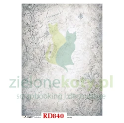 Papier ryżowy decoupage Asket A4 tło z ornamentami i napisami