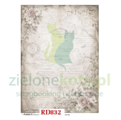 Papier ryżowy decoupage Asket A4 tło z różami napisami