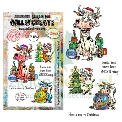 Stempel akrylowy AALL & Create Moo-ry Christmas świąteczna krowa śmieszne zwierzęta