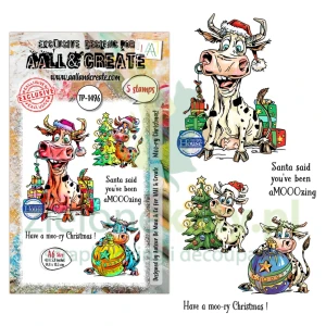 Stempel akrylowy AALL & Create Moo-ry Christmas świąteczna krowa śmieszne zwierzęta
