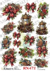 Papier ryżowy decoupage Asket A4 miękki gałązki szyszki