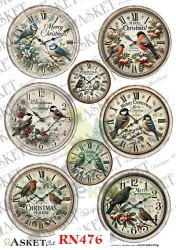 Papier ryżowy decoupage Asket A4 miękki zegar
