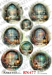 Papier ryżowy decoupage Asket A4 miękki zimowe okno