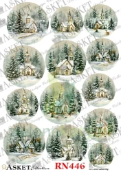 Papier ryżowy decoupage Asket A4 miękki zimowe widoczki, kościół