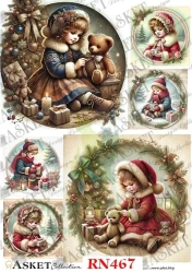 Papier ryżowy decoupage Asket A4 miękki medaliony świąteczne dzieci