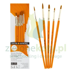 Zestaw pędzli Daler Rowney Simply Acrylic z syntetycznego włosia set#2 5 szt.