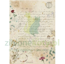 Papier ryżowy decoupage Stamperia A4 Flowers and Poems pismo