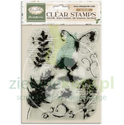 Stempel Stamperia Flowers and Poems liście motyl