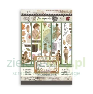 Zestaw papierów samoprzylepnych Stamperia Washi Flowers and Poems A5 / 8szt.