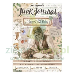 Zestaw papierów do scrapbookingu i dodatków Junk Journal Stamperia Flowers and Poems