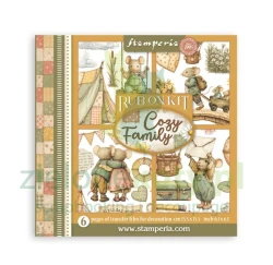 Transfer Rub-On Kit Stamperia 15x15cm Stamperia Cozy Family 6 arkuszy