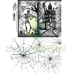 Folia transparentna Arkusz z dodatkami A4 Alchemy of Art Halloween Palette szkielet pajęczyny