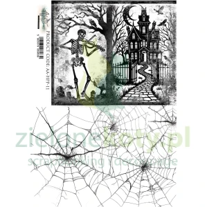 Folia transparentna Arkusz z dodatkami A4 Alchemy of Art Halloween Palette szkielet pajęczyny