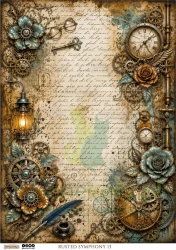 Papier ryżowy A4 ScrapLove Rusted Symphony Steampunk 13 zegar tryby