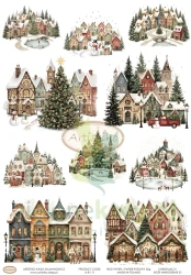 Papier ryżowy decoupage Artistiko Boże Narodzenie 21 domki kamieniczki