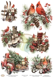 Papier ryżowy decoupage Artistiko Boże Narodzenie 22 ptaki