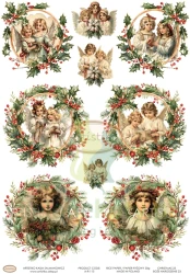 Papier ryżowy decoupage Artistiko Boże Narodzenie 23 anioły wianki