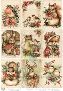Papier ryżowy decoupage Artistiko Boże Narodzenie 26 zwierzęta leśne