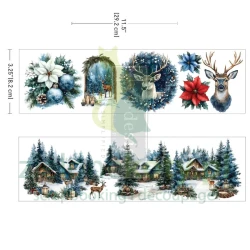 Transfer Re-desing with Prima Blue Ridge Winter 29x8cm / 2 arkusze świąteczne motywy domki