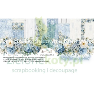 Zestaw papierów do scrapbookingu 20x20 cm Asia Szulik Błękitny ogród