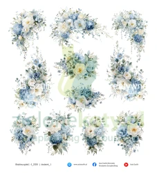 Papier do scrapbookingu 27x30 cm Asia Szulik Błękitny Ogród dodatki do wycinania 01