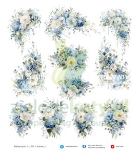 Papier do scrapbookingu 27x30 cm Asia Szulik Błękitny Ogród dodatki do wycinania 01
