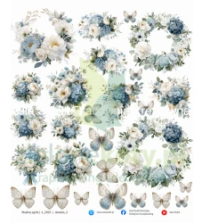 Papier do scrapbookingu 27x30 cm Asia Szulik Błękitny Ogród dodatki do wycinania 02