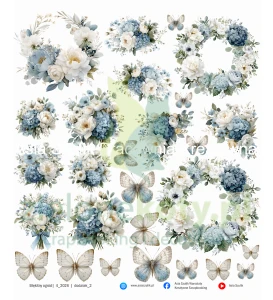 Papier do scrapbookingu 27x30 cm Asia Szulik Błękitny Ogród dodatki do wycinania 02