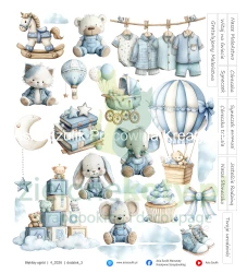 Papier do scrapbookingu 27x30 cm Asia Szulik Błękitny Ogród dodatki do wycinania 03 dziecięce